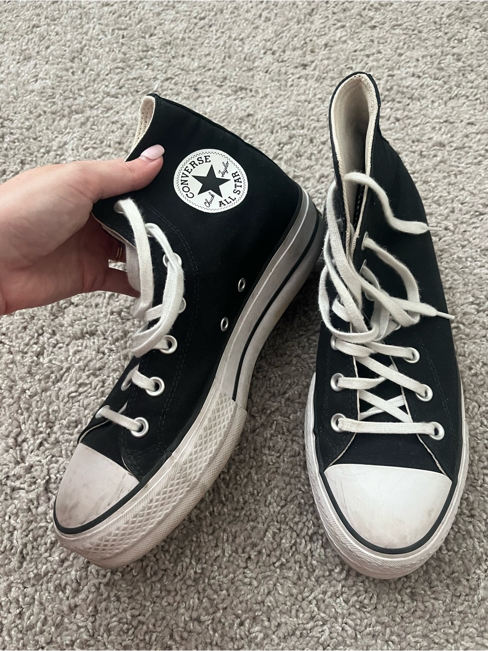 Converse High Top Platform Sneakers - Black & White